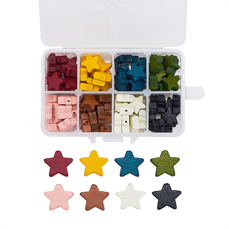 Painted Natural Wood Beads WOOD-CJ0001-12-1
