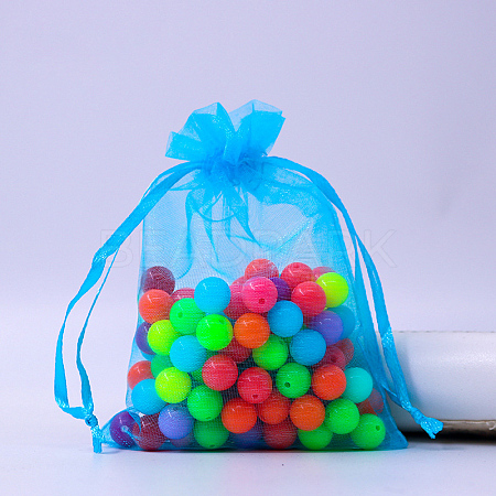 Rectangle Organza Drawstring Bags CON-PW0001-054D-09-1