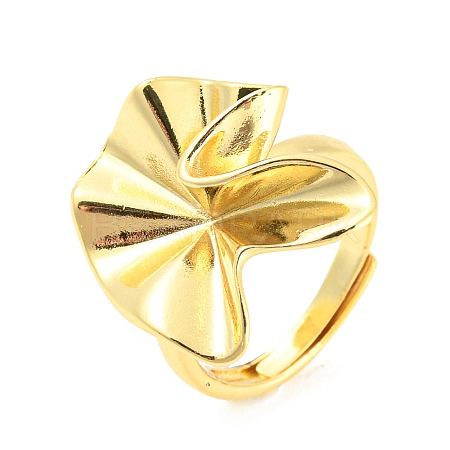 Brass Twist Flat Round Adjustable Ring RJEW-Q781-11G-1