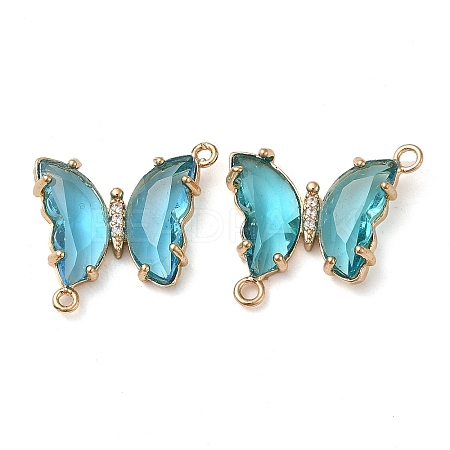 Brass Pave Faceted Glass Connector Charms FIND-Z020-04U-1