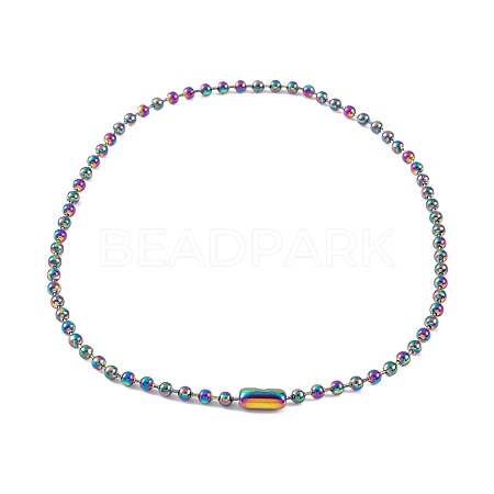 Ion Plating(IP) 304 Stainless Steel Ball Chain Necklaces for Women NJEW-G135-01D-RC-1