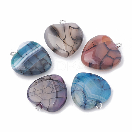 Dyed Natural Crackle Agate Pendants X-G-S330-20-1