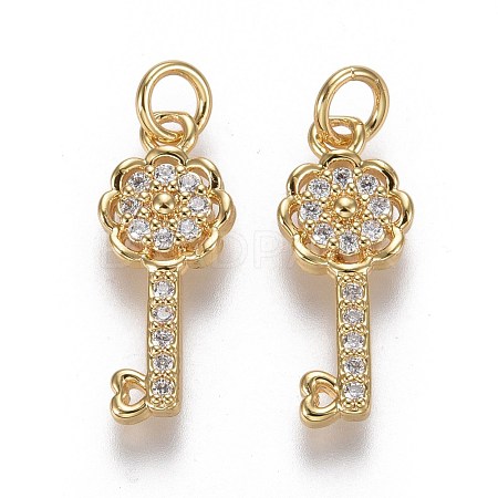 Brass Micro Pave Cubic Zirconia Pendants ZIRC-F115-03G-1