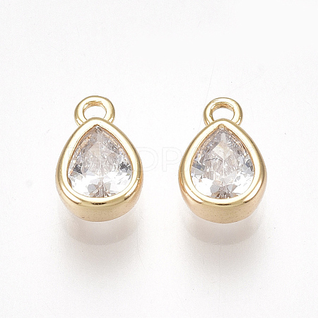 Brass Cubic Zirconia Charms X-KK-S350-089G-1