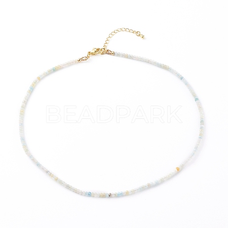 Rondelle Natural Morganite Beaded Necklaces NJEW-JN03404-01-1