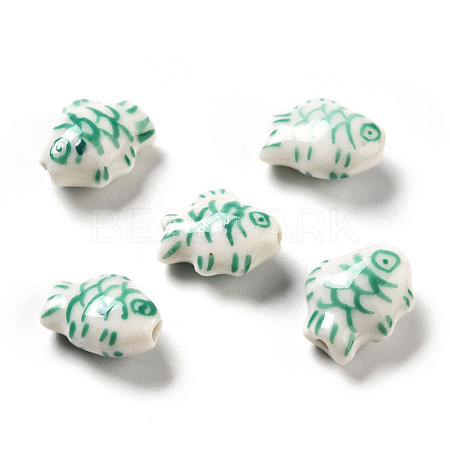 Handmade Printed Porcelain Beads PORC-F005-03F-1