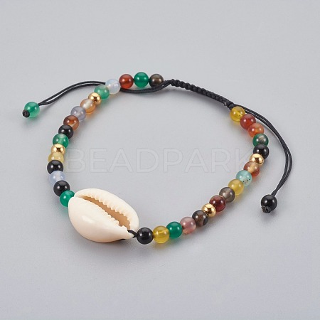 Natural Agate Braided Bead Bracelets BJEW-JB04078-02-1