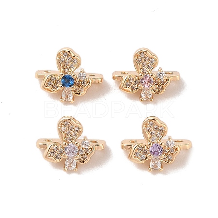 Brass Micro Pave Cubic Zirconia Slide Charms KK-B100-059G-1
