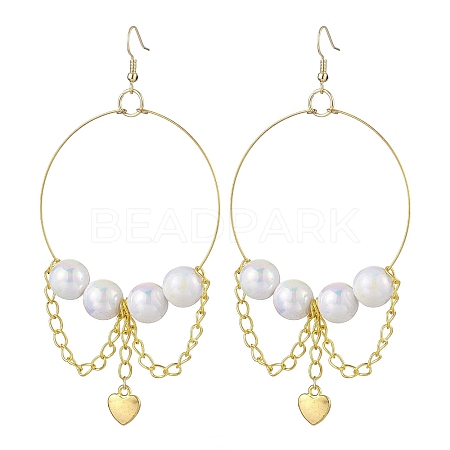 Stainless Steel Acrylic Imitation Pearl Dangle Earrings EJEW-JE05810-1