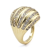 Rack Plating Brass Micro Pave Clear Cubic Zirconia Cuff Finger Rings for Women RJEW-M028-41G-2