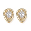 Brass Micro Pave Clear Cubic Zirconia Clip-on Earrings EJEW-H154-11A-G-4