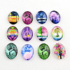 Oval Tree Pattern Glass Cabochons for DIY Projects GGLA-Q040-25x18-M13-1