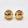 PVD Vacuum Plating Brass Corrugated Round Spacer Beads X-KK-I598-24G-RS-1
