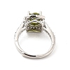 Olive Drab Cubic Zirconia Rectangle Adjustable Ring RJEW-E064-01P-02-3