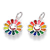 925 Sterling Silver Enamel Charms STER-T004-07S-4