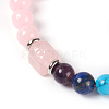 Natural & Synthetic Mixed Stone and Rose Quartz Beads Stretch Bracelets BJEW-E354-E01-2