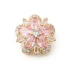 Flower Brass Micro Pave Clear Cubic Zirconia Beads KK-Z156-14G-01-1