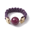 Glass Round Ball Braided Bead Style Finger Ring RJEW-JR00600-02-1