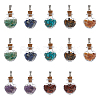 2 Sets Mixed Stone Chip Heart Glass Wishing Bottle Pendants FIND-DC0005-62-1