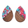 Transparent Resin & Walnut Wood Big Pendants RESI-T058-05J-2