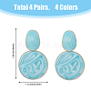 4 Pairs 4 Colors Alloy Enamel Flat Round Dangle Stud Earrings for Women EJEW-FI0002-65-2