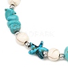 Dyed Synthetic Turquoise Starfish & Chip Beaded Anklets with 304 Stainless Steel End Chains AJEW-AN00733-02-4