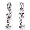 Platinum Rack Plating Alloy Rhinestone European Dangle Charms PALLOY-T048-36P-I-1