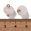 Natural White Jade Saucer Charms with Rack Plating Golden Tone Brass Bails KK-B103-17B-08-3
