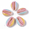 Printed Natural Cowrie Shell Beads X-SSHEL-R047-01-A10-2