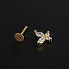 Stainless Steel Micro Pave Clear Cubic Zirconia Internally Threaded Labrets WGBE4CC-04-1