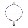 Natural & Synthetic Mixed Gemstone Angel Pendant Necklace with Shell Pearl Beaded Chains NJEW-JN04373-2