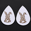 PU Leather Big Teardrop with Bunny Pendants FIND-T058-A38-2