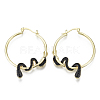 Brass Micro Pave Cubic Zirconia Hoop Earrings KK-R137-024A-NF-1