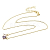 Brass Pave Cubic Zirconia Rectangle & Teardrop Pendant Cable Chain Necklaces KK-CBAB173-05G-07-4