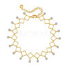 Brass Link Chain Anklets with Crystal Rhinestone Tassel for Women FS-WGD4BB9-02-1