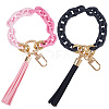 2Pcs 2 Styles Acrylic & Zine Alloy & PU Pendant Decoration KEYC-CN0001-07B-1