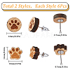 SUNNYCLUE 6 Pairs 2 Style Paw Print Wood Stud Earrings with Steel Iron Pins EJEW-SC0001-46-2