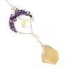 Natural Amethyst Chips & Brass Moon Suncatchers HJEW-JM05018-01-2
