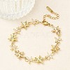 304 Stainless Steel Pave Clear Cubic Zirconia Link Chain Bracelets for Women BJEW-A169-11G-1
