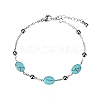 Real 18K Gold Plated Stainless Steel Synthetic Turquoise Handmade Chain Bracelets for Women FW1421-4-1