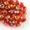 Mixed Flower Picture Printed Glass Round Beads GFB-R004-12mm-M16-1