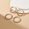 2 Pair 2 Color Round Brass Braided Bead Hoop Earrings EJEW-JE05080-4