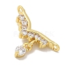 Brass Clear Cubic Zirconia Wing Connector Charms KK-K293-42G-2