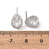 Brass Micro Pave Clear Cubic Zirconia Stud Earrings EJEW-C174-02G-P-5