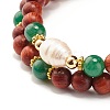 Natural Rosewood Round Beads Bracelets Set BJEW-JB07275-6