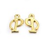Golden Plated Alloy Letter Pendants PALLOY-J718-01G-P-1