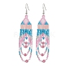 Iron with Glass with Natural White Jade Dangle Stud Earring EJEW-MZ00183-1