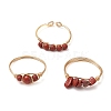 3Pcs Natural Red Jasper Bead Finger Ring RJEW-JR00855-05-5