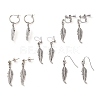 5 Pairs 5 Styles Tibetan Style Alloy Feather Earrings Sets EJEW-JE04454-1