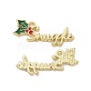 Christmas Theme Holly Rack Plating Alloy Enamel Pendants X-PALLOY-O109-28LG-1